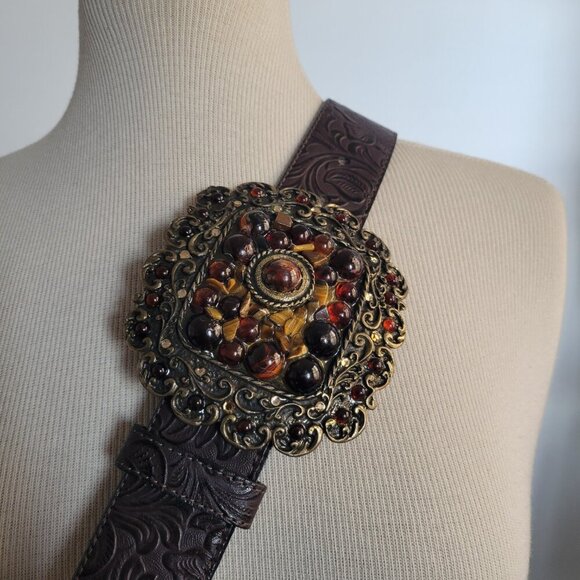 Leatherock Embossed Belt Marbled Embellished Square Buckle (Size: L) - Picture 5 of 13